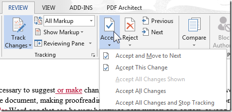 Track Changes How to accept all changes and clean your work